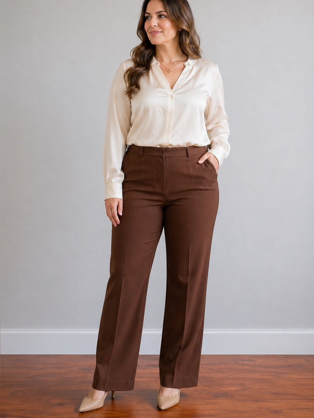 Chadwick’s Women’s Brown Straight Leg Size 14 Dress Pants